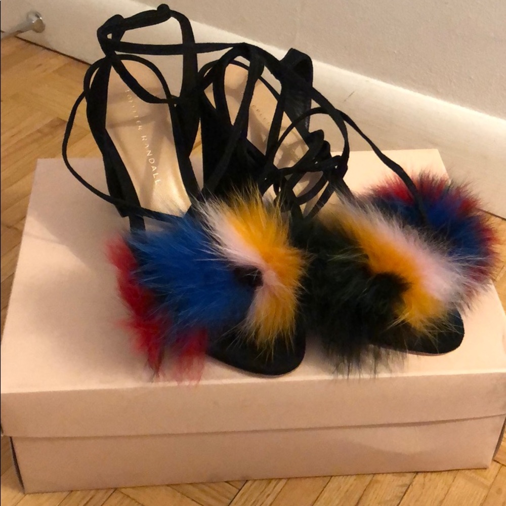 Loeffler Randall Nicolette colorful fur sandals